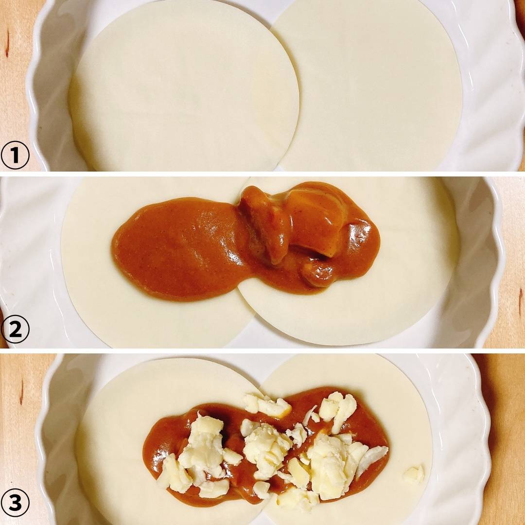 モランボン公式の「餃子の皮でカレーラザニア 」のレシピ