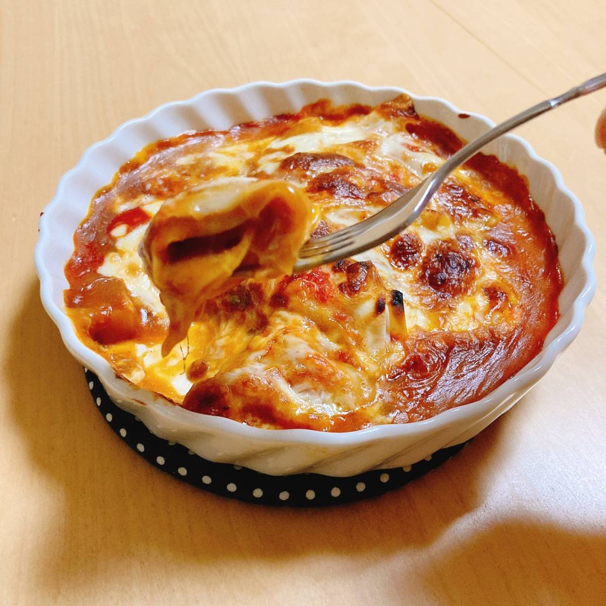 モランボン公式の「餃子の皮でカレーラザニア 」のレシピ