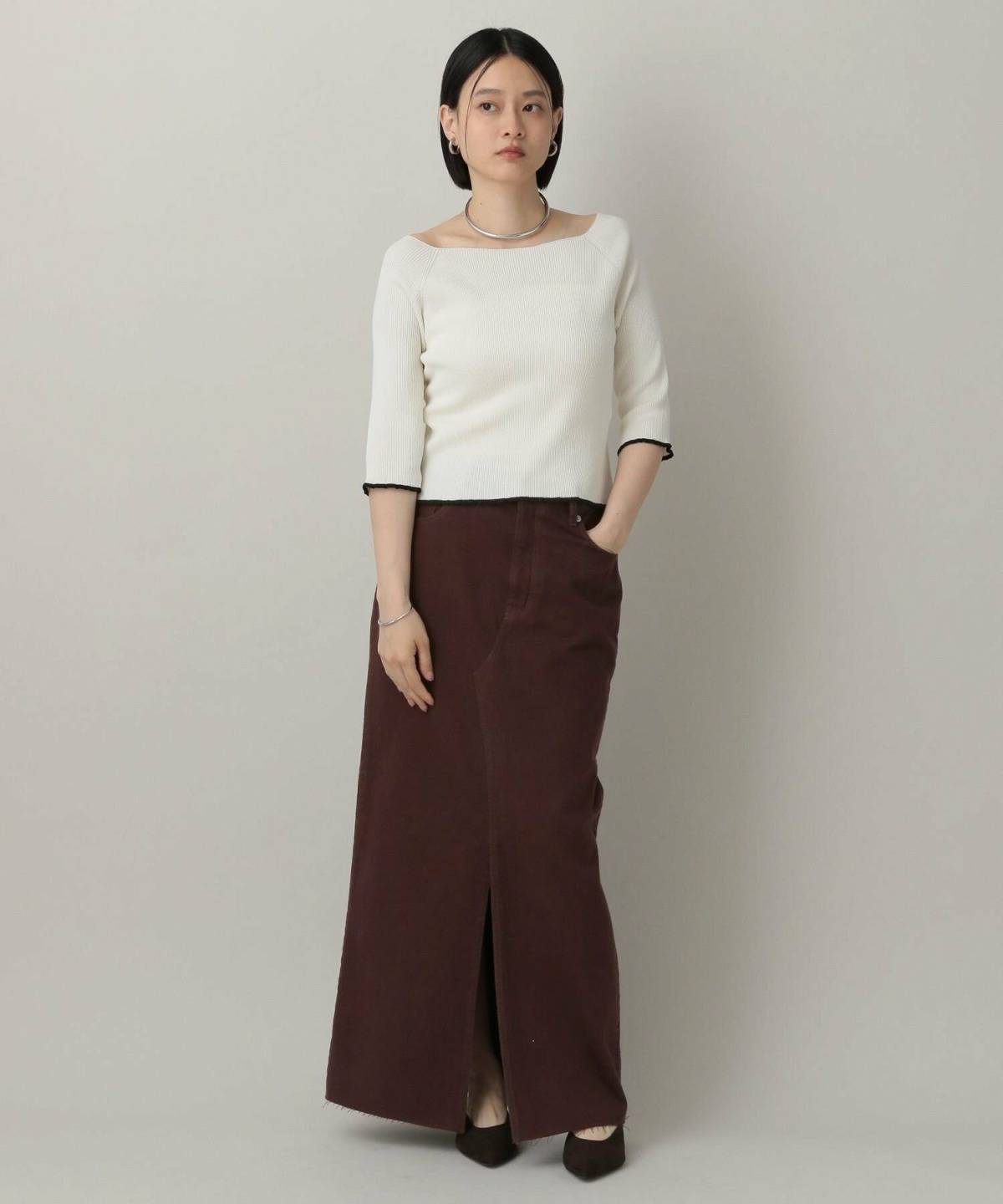 40代のデニムロングスカートコーデ