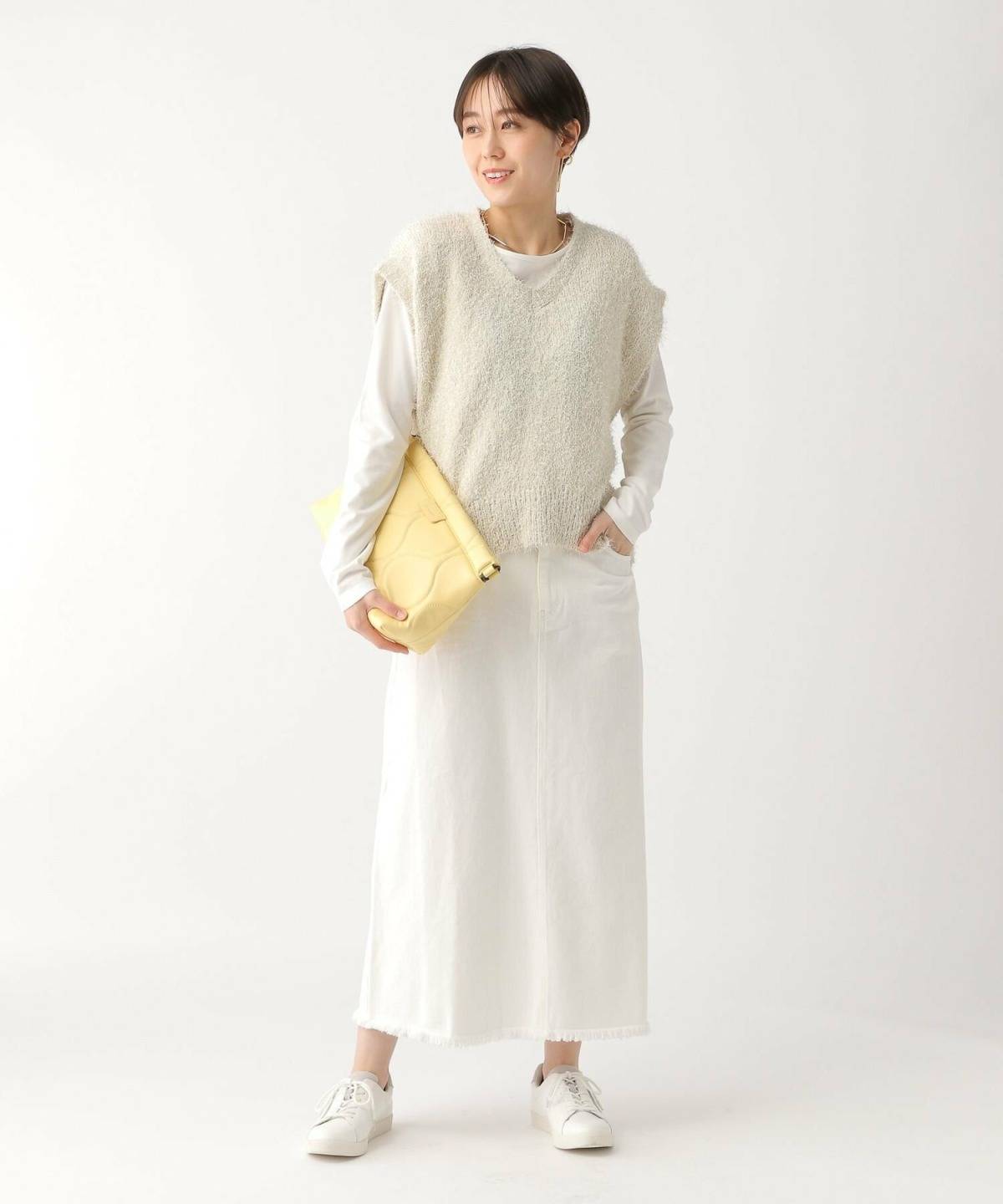 40代のデニムロングスカートコーデ