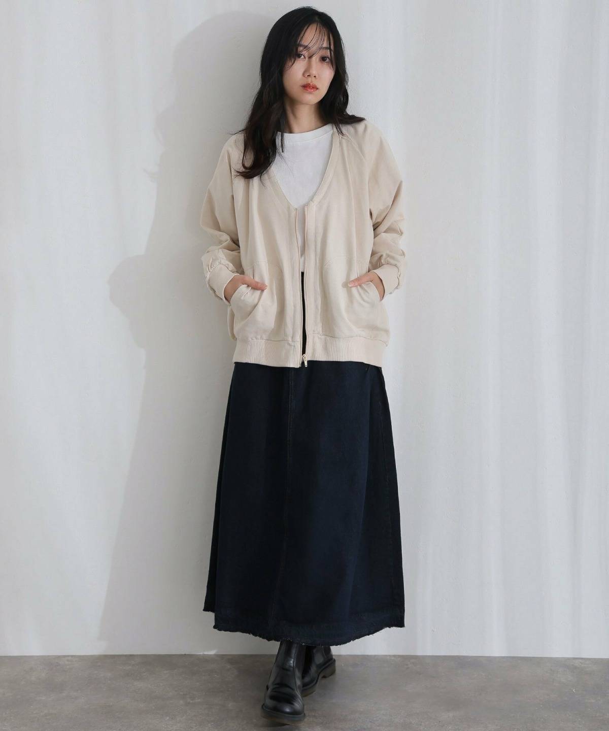 40代のデニムロングスカートコーデ