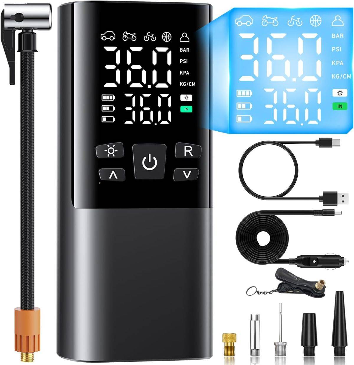 Leacco 自転車 電動空気入れ