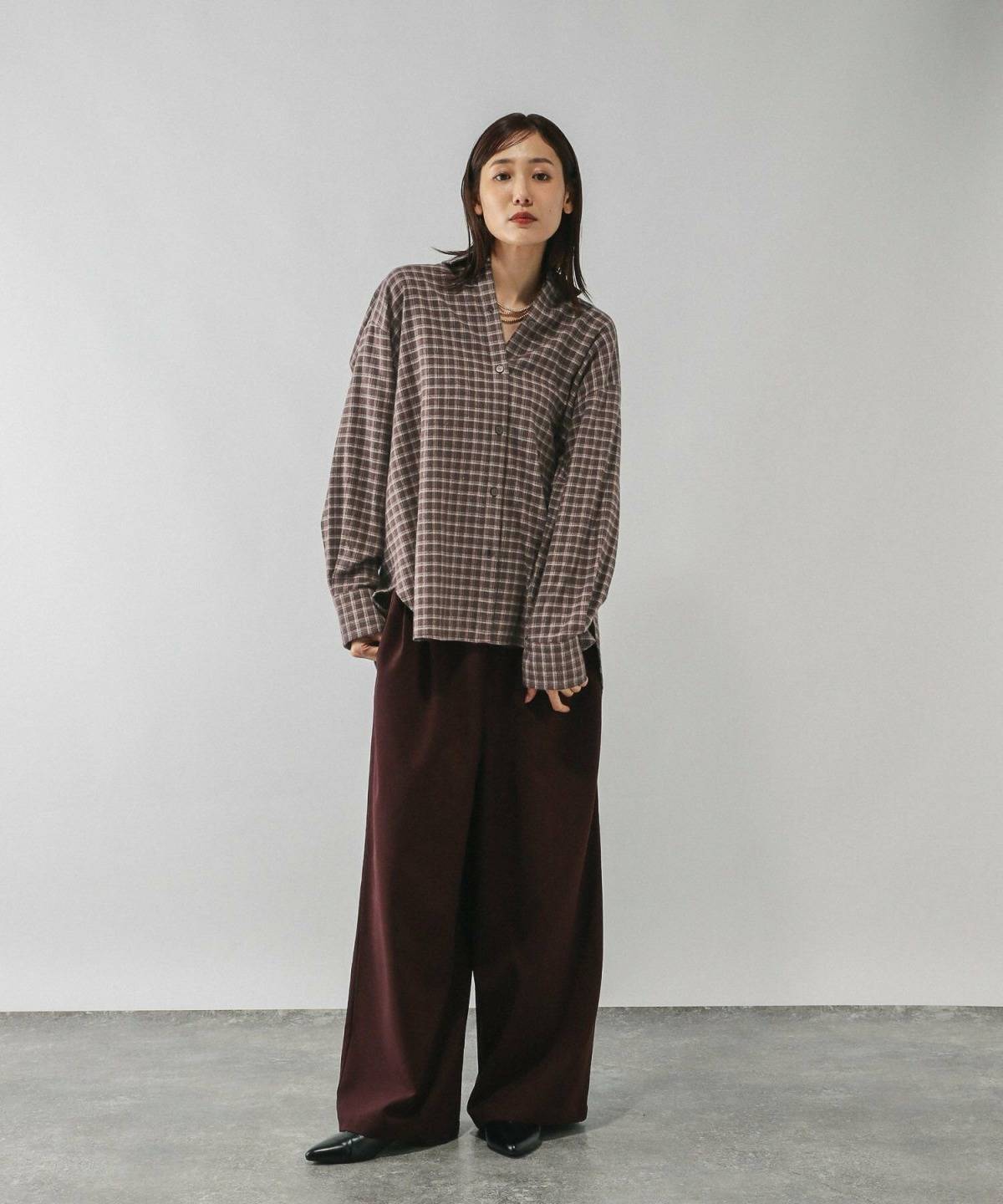 チェックシャツ秋コーデ