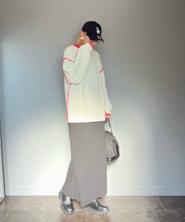 バイカラーニットを合わせる!