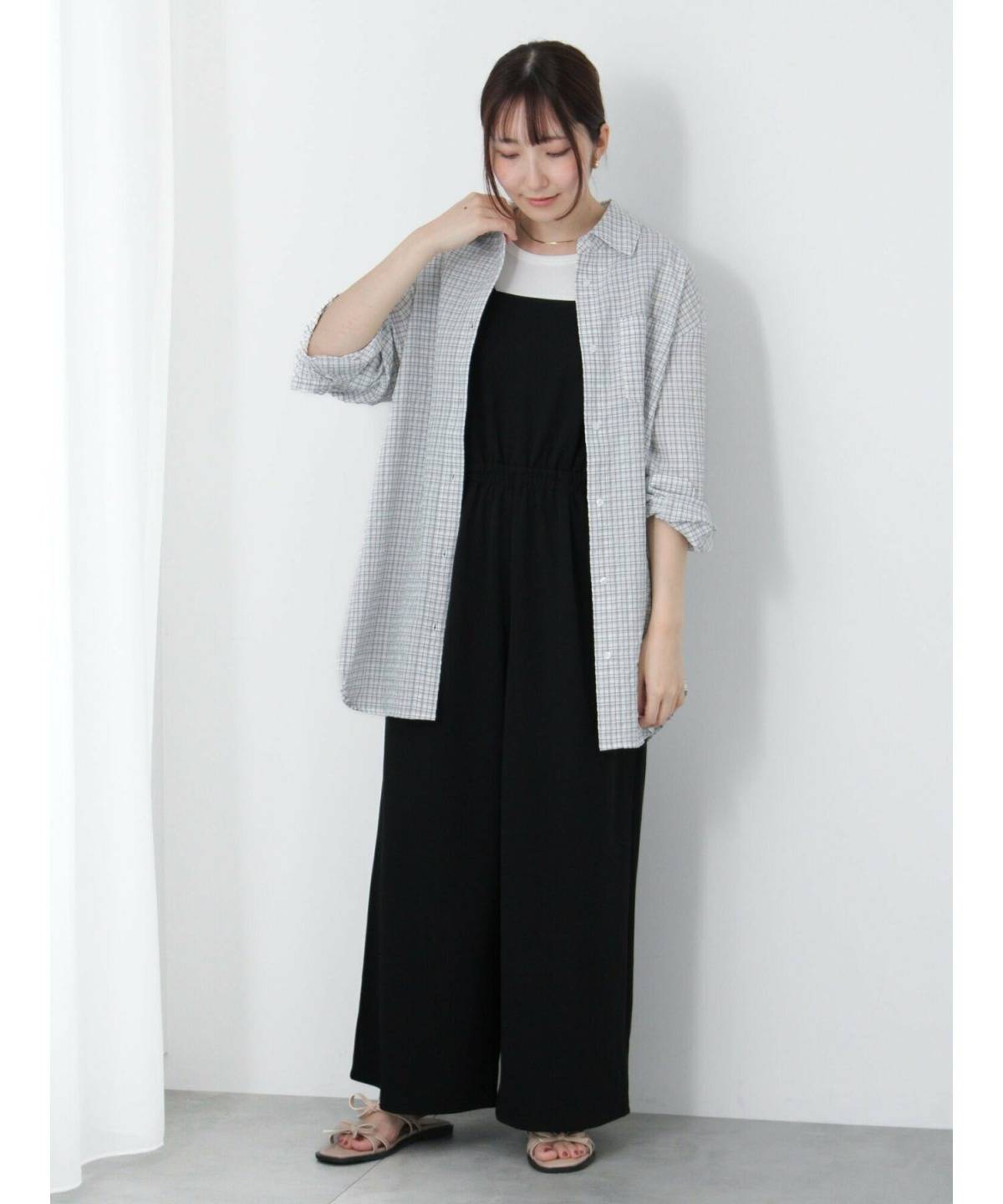 秋のチェックシャツコーデ