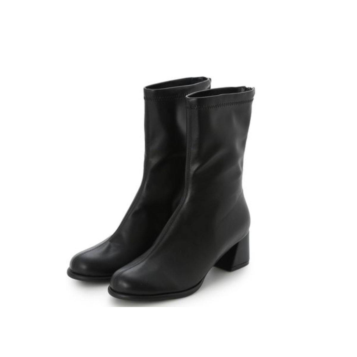 Mila Owen チャンキーヒールストレッチショートブーツ