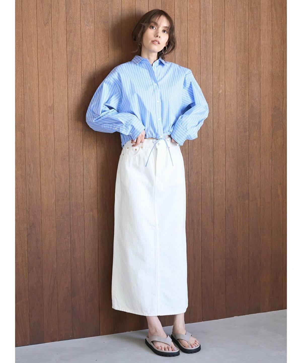 40代のデニムスカートコーデ