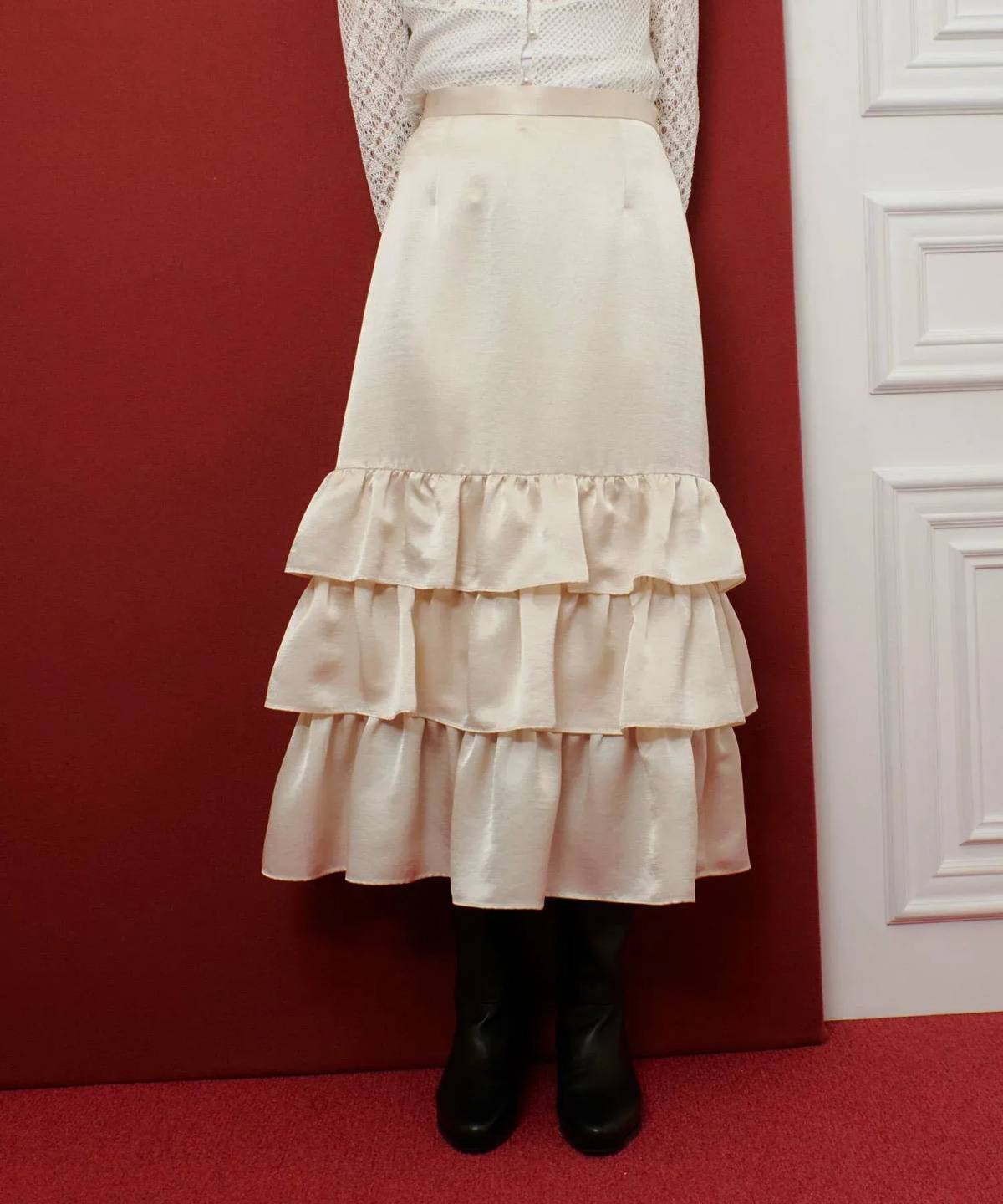 allureville 【LOULOU WILLOUGHBY】トリアセサテンティアードスカート