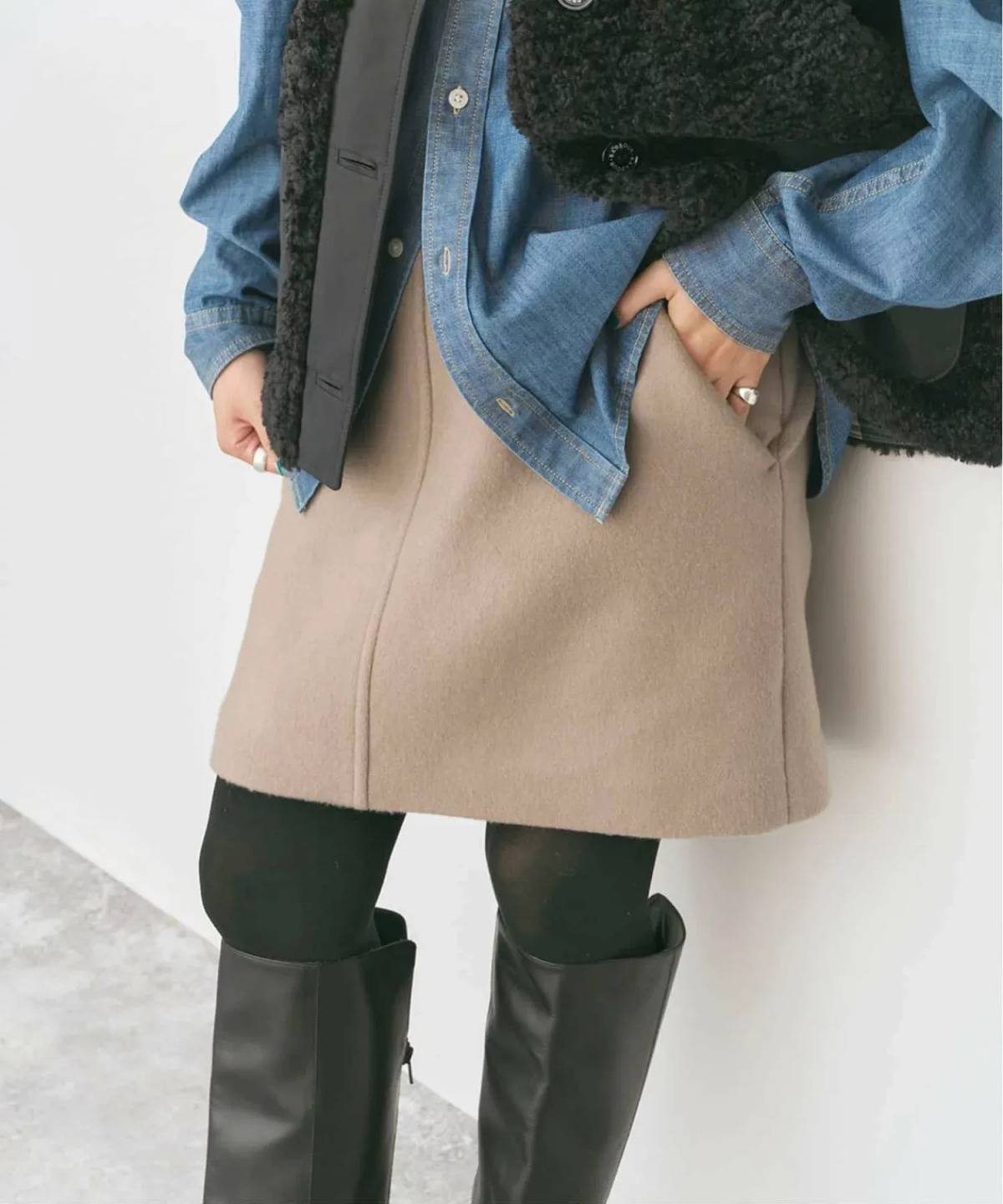 Spick & Span メルトンAラインミニスカート