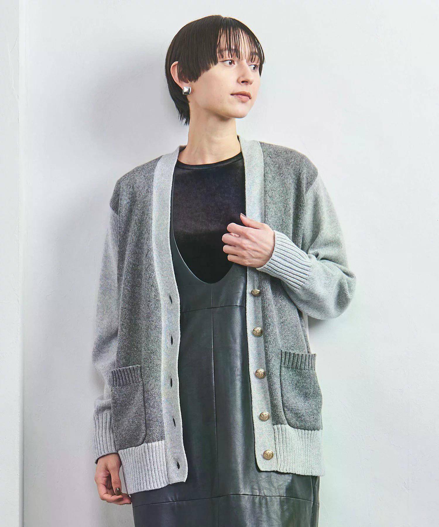 UNITED ARROWS LTD. OUTLET メタルボタン Vネック ニットカーディガン