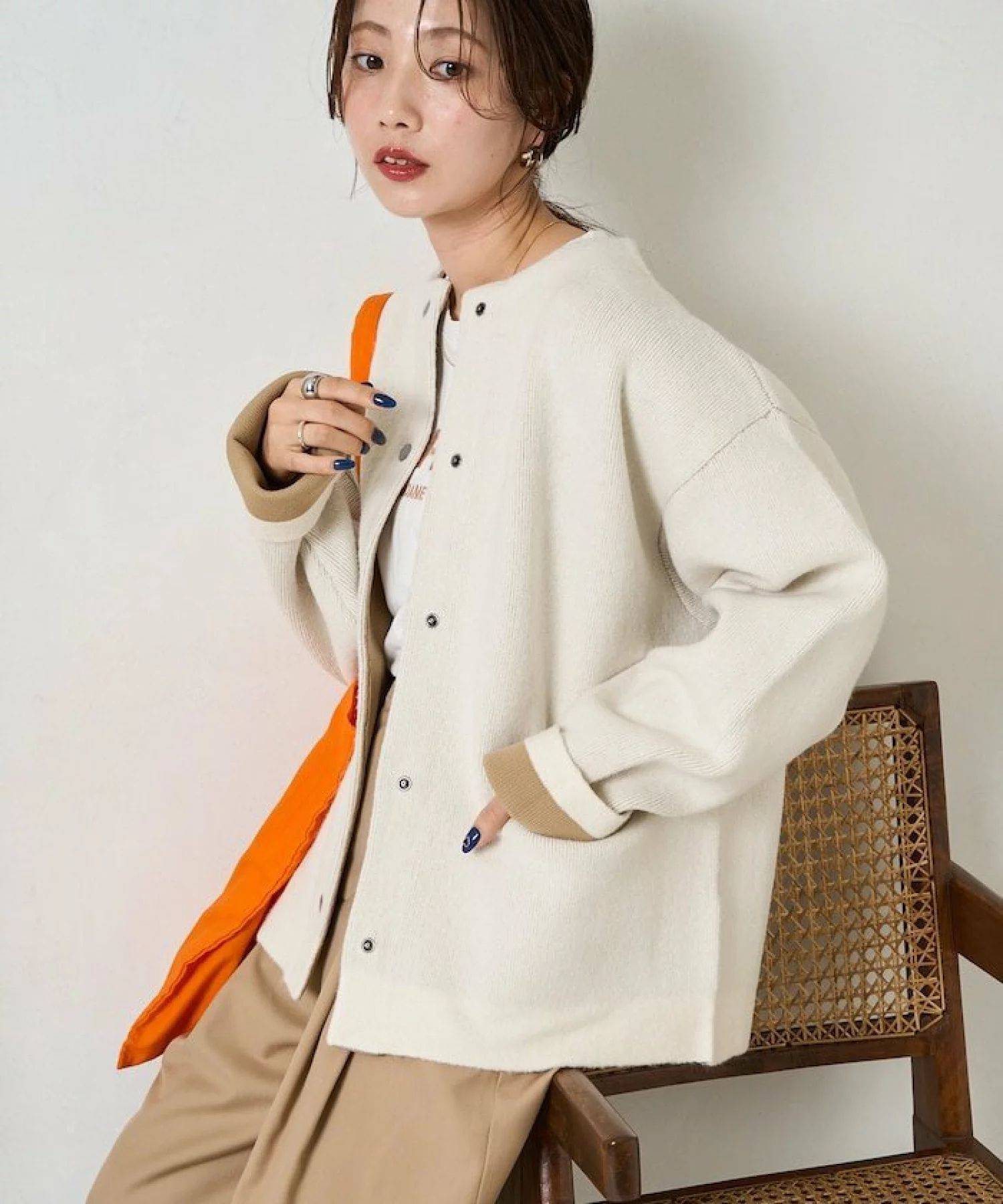 FREAK'S STORE 裏配色スナップニットカーディガン