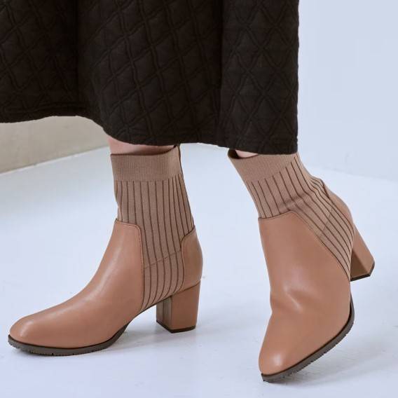 やわらかリブニットコンビブーツ
