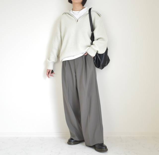 ハーフジップニットを合わせる♪