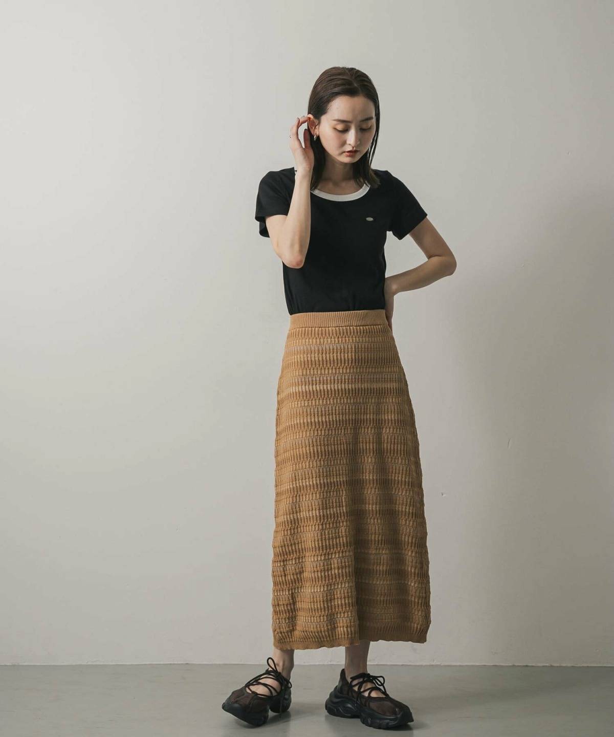 ボーダースカートコーデ