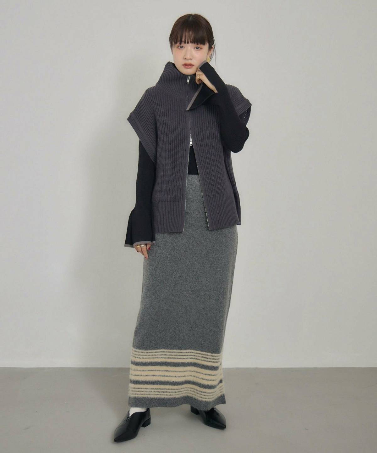 ボーダースカートコーデ