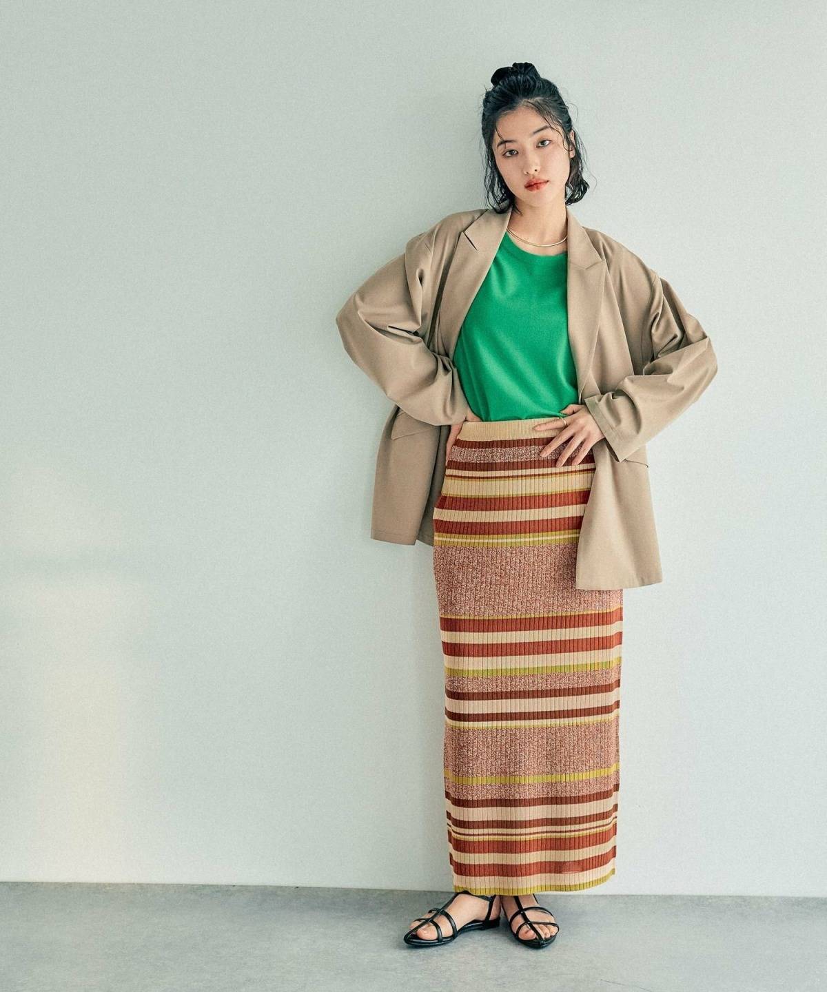 ボーダースカートコーデ