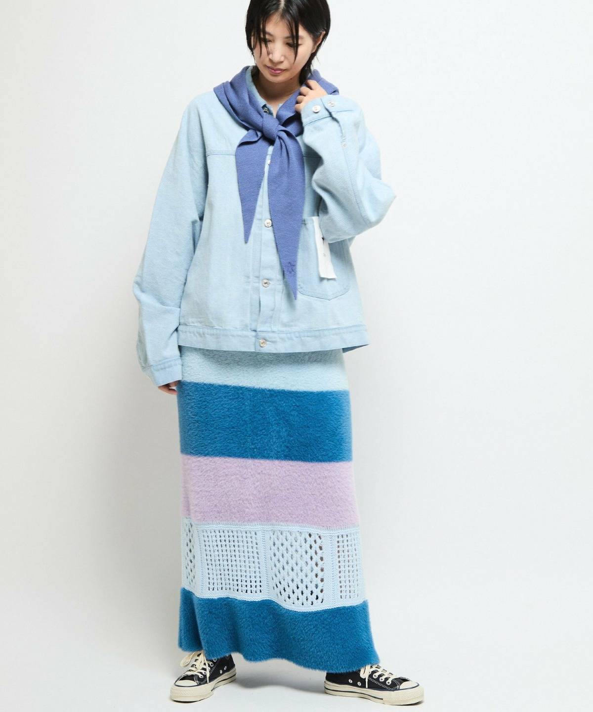 ボーダースカートコーデ