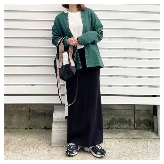 グリーンのカーディガンを主役に♡