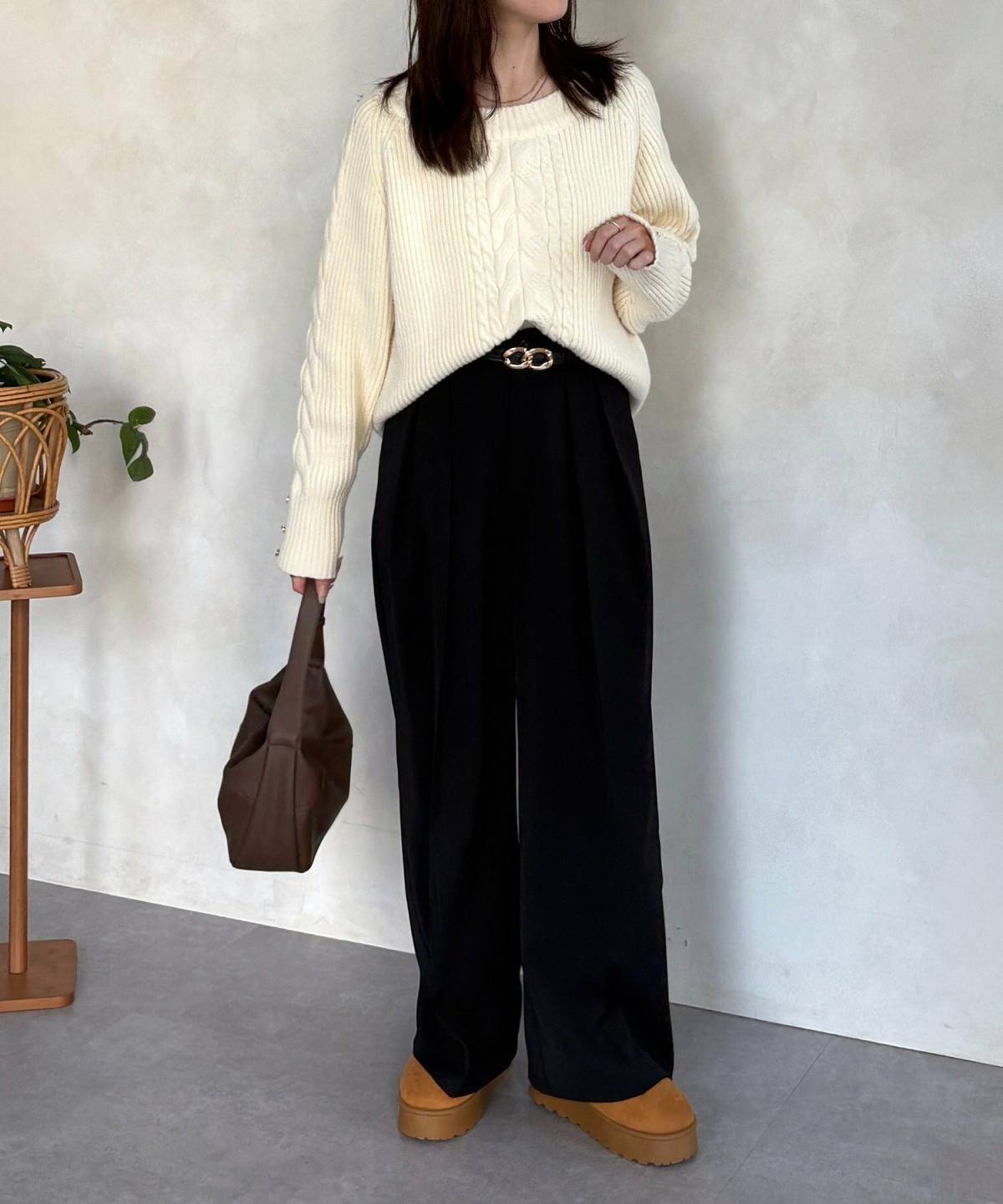 大人のムートンブーツコーデ