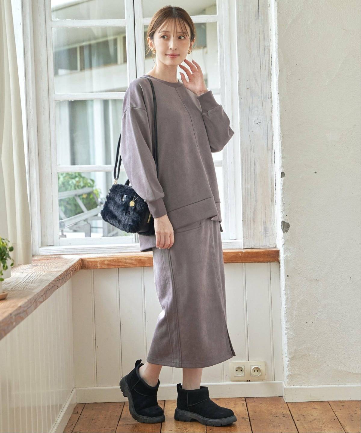 大人のムートンブーツコーデ