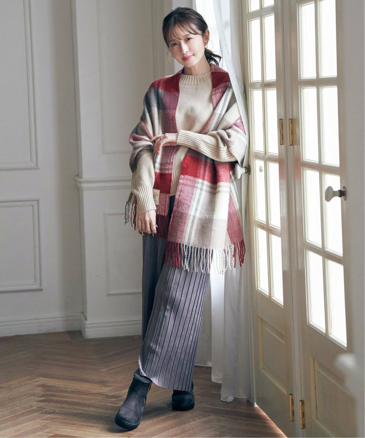 大人のムートンブーツコーデ