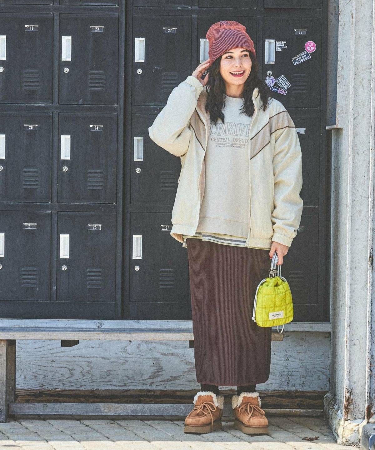 大人のムートンブーツコーデ