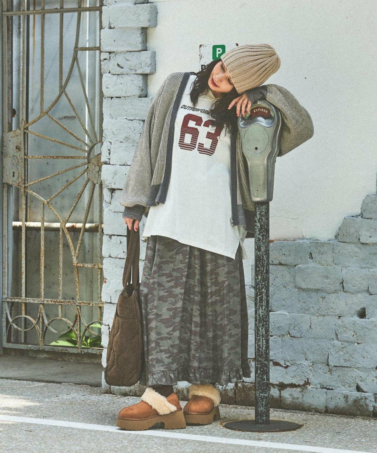 大人のムートンブーツコーデ