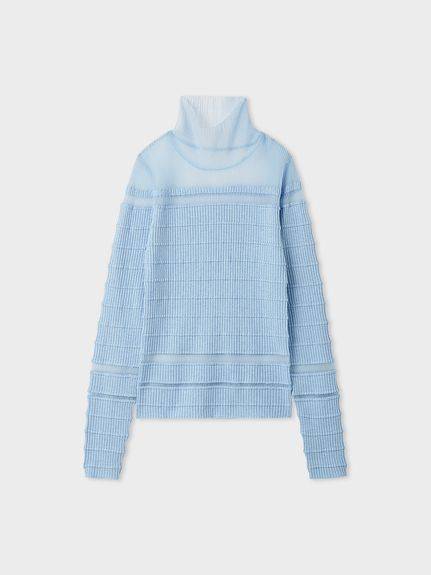 MIESROHE　シアー切り替えRIBタートルニット