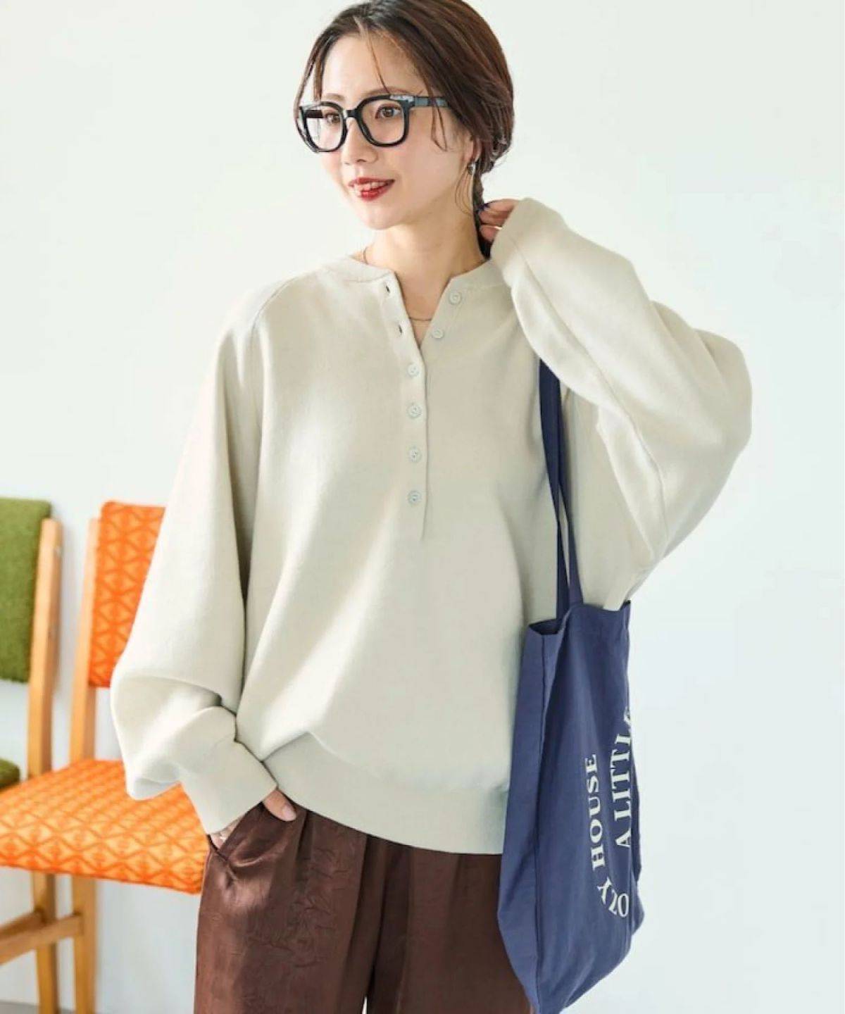 FREAK'S STORE <新色追加>スウェットライク ヘンリーネック ニット プルオーバー【限定展開】 25AW