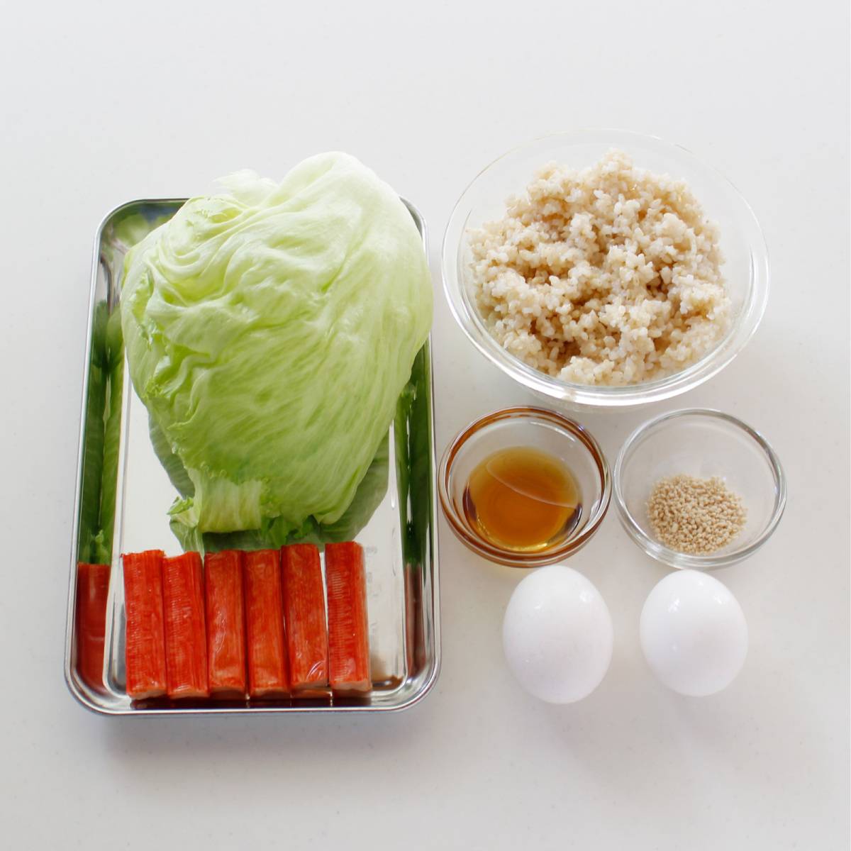 いちまさ公式の「玄米とカニかまのレタスチャーハン」のレシピ