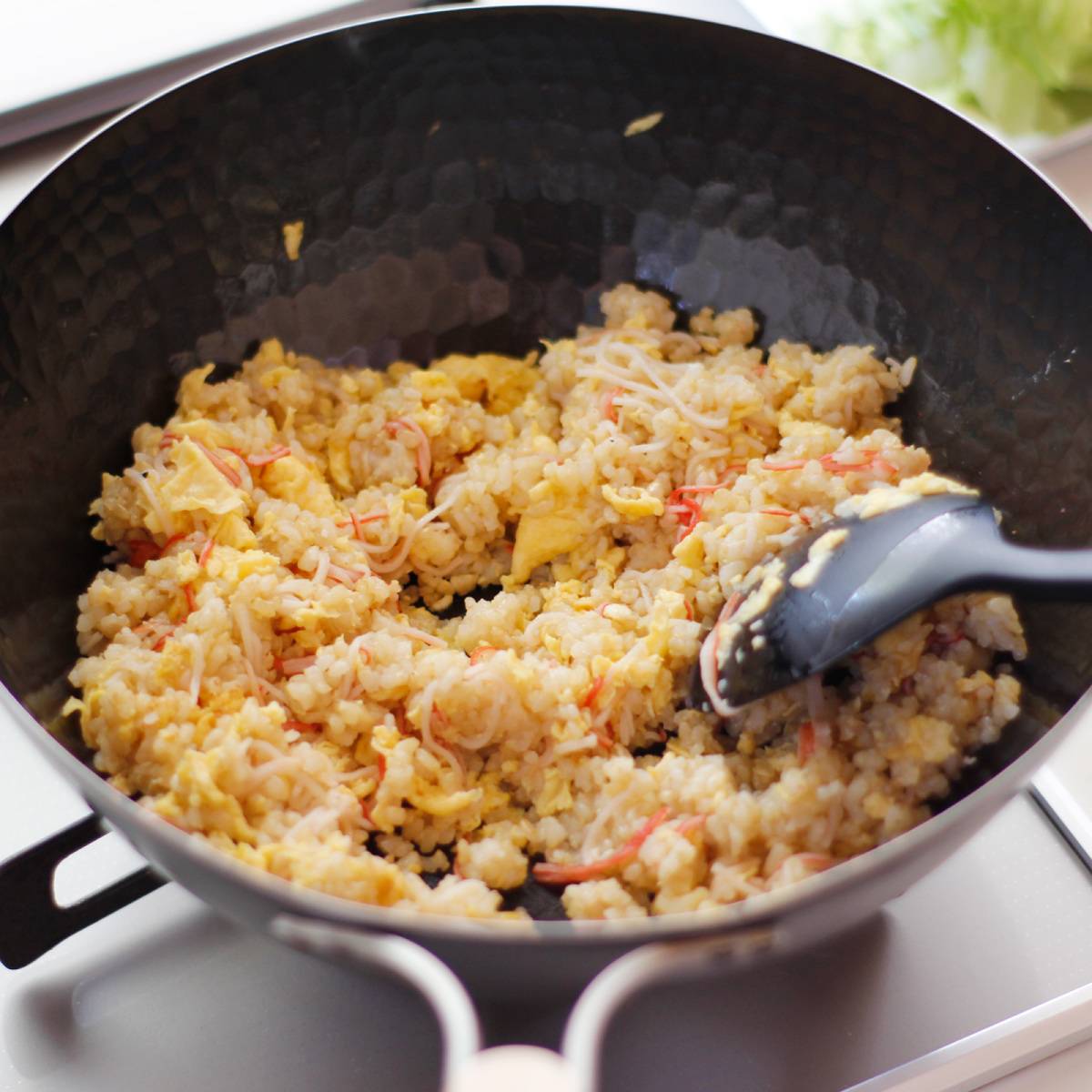 いちまさ公式の「玄米とカニかまのレタスチャーハン」のレシピ