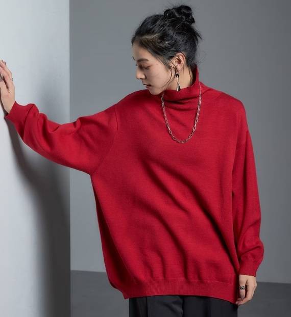 ニッセン もちもち素材ゆったりサイズタートルネックニット