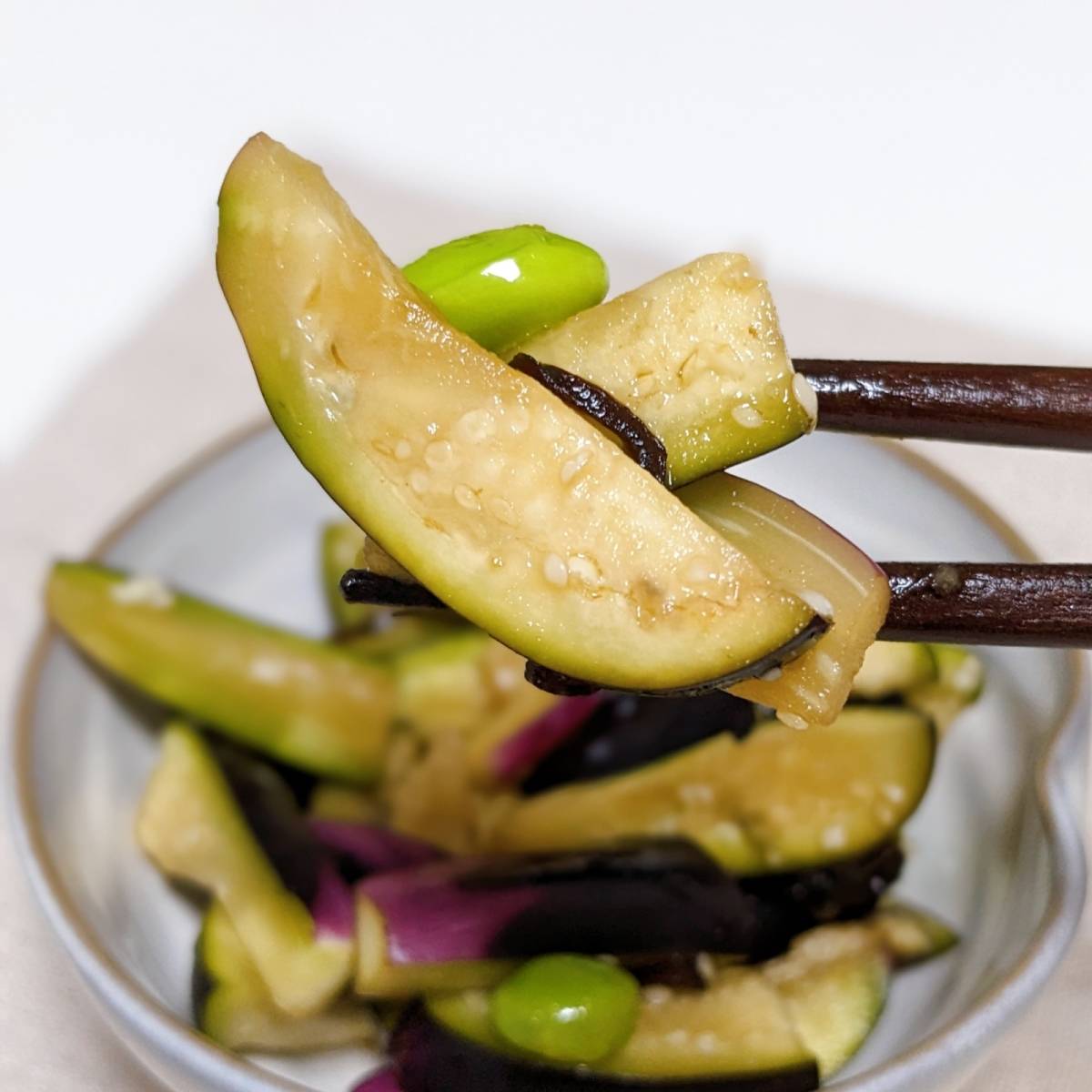 JAグループ公式の「水茄子と枝豆塩昆布の麺つゆ酢漬け」のレシピ