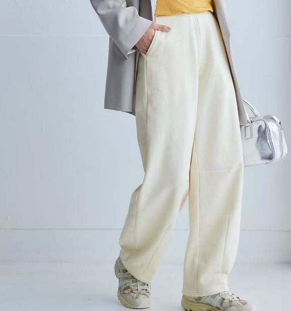 ニッセン 綿100%裏起毛バレルレッグシルエットスウェットパンツ