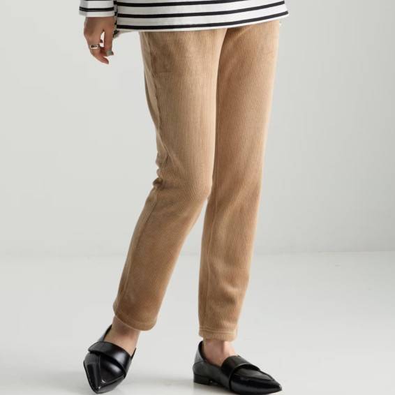 着るホカロン ニットコール裏ベロアボンディングレギンスパンツ