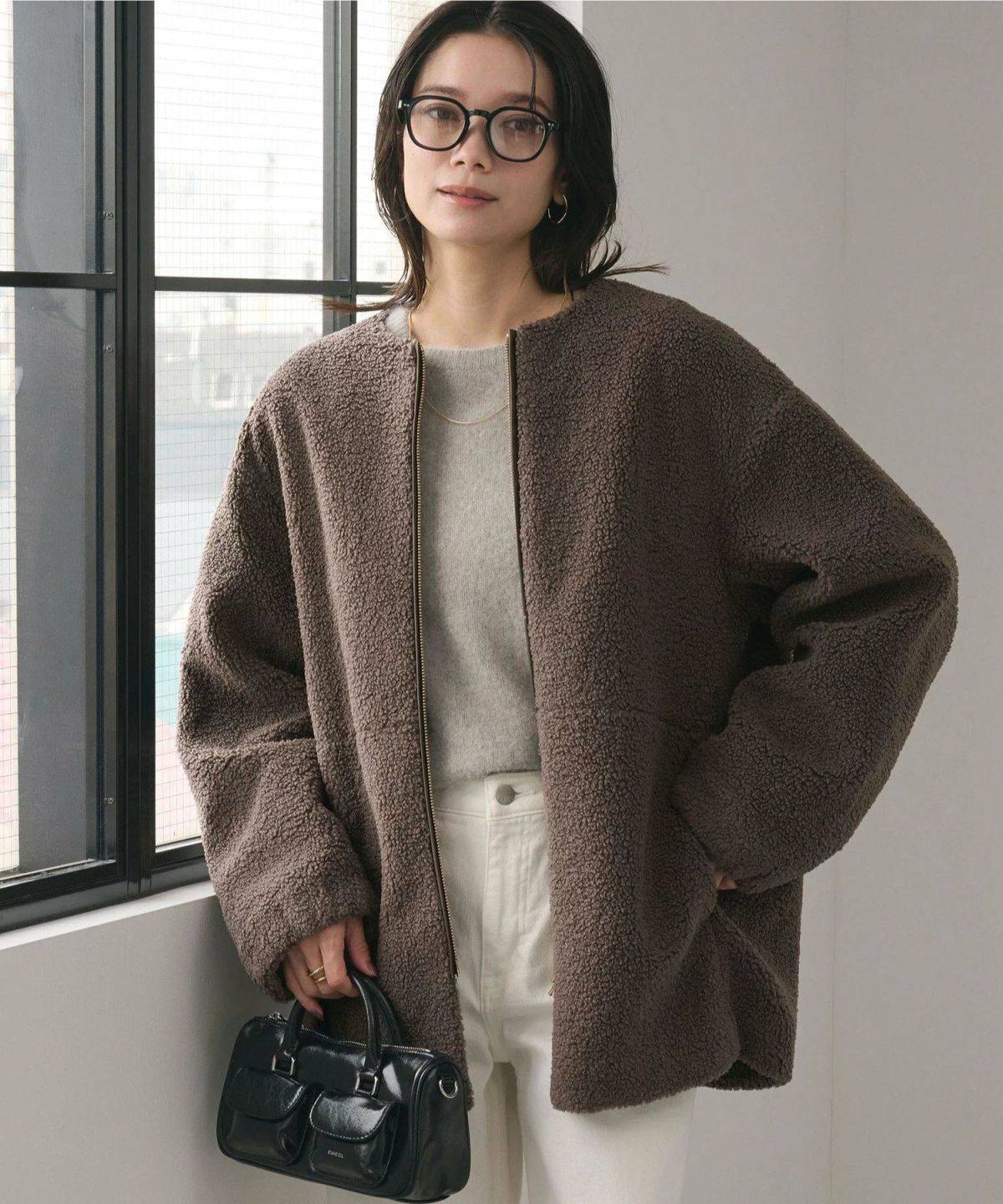 UNITED ARROWS green label relaxing ボア ノーカラー ブルゾン