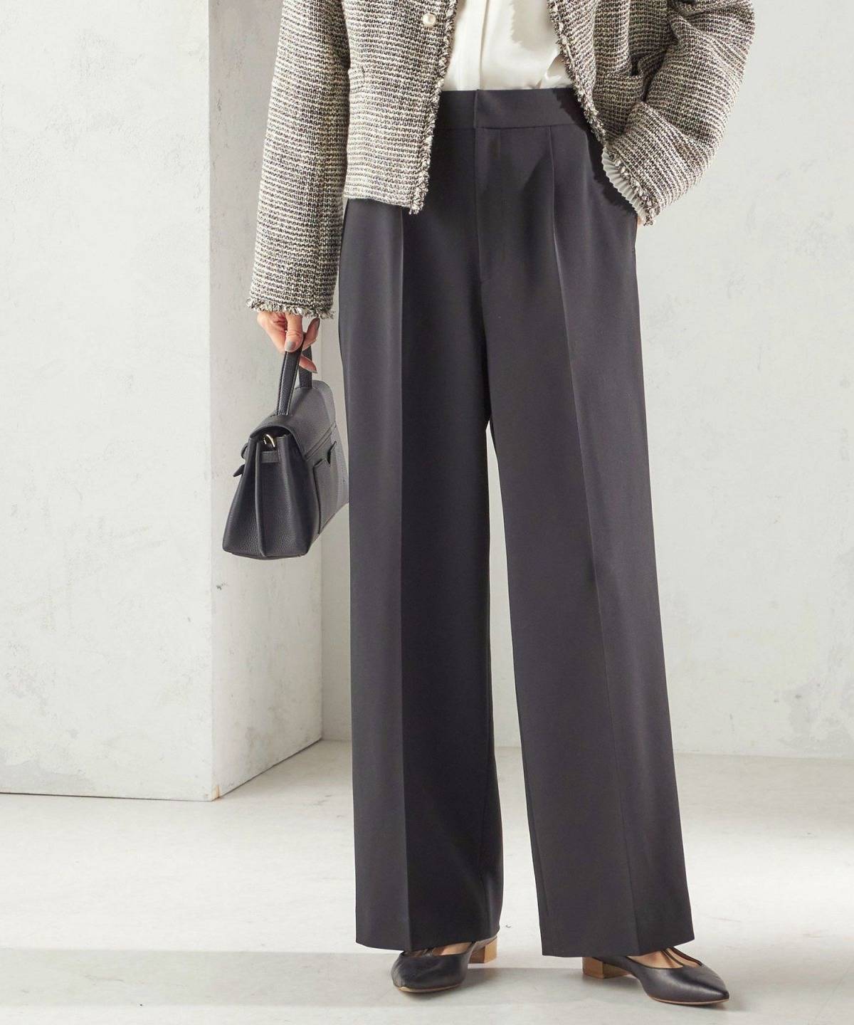 SHIPS ダブルクロス セミワイドパンツ