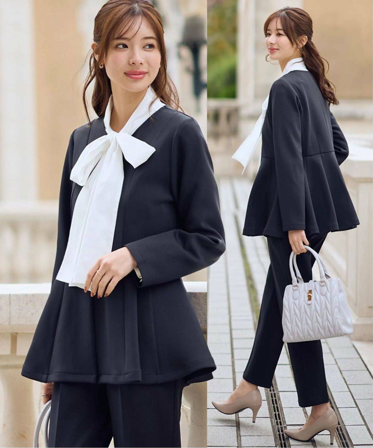 GeeRA 【2点セット】ペプラムジャケットテーパードパンツセットアップスーツ