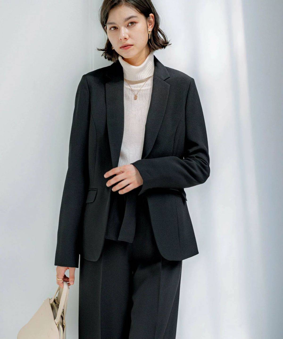 GeeRA 【２点セット】洗えて型くずれしないワイドパンツセットスーツ