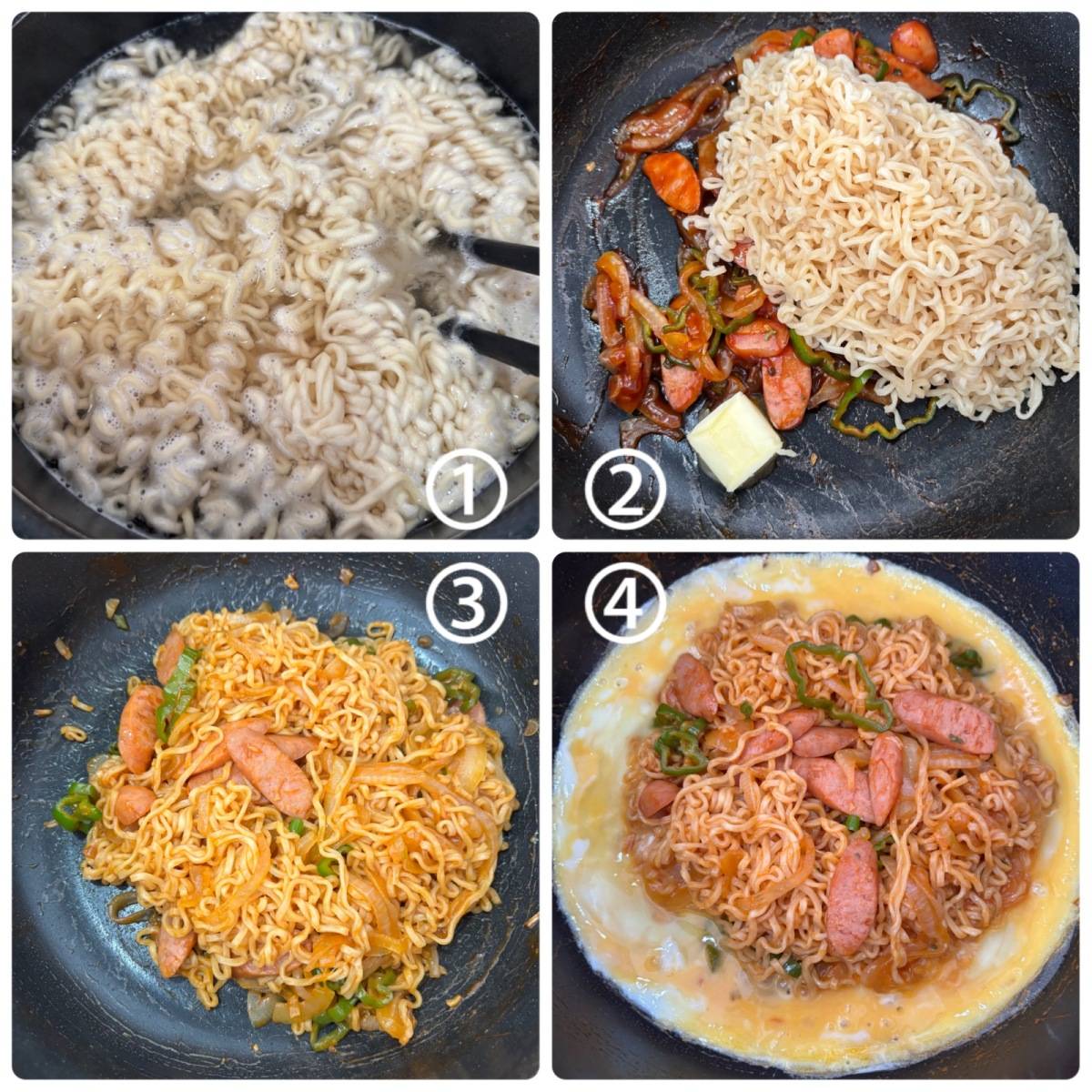 サッポロ一番公式の「昭和を味わうナポリタンラーメン」のレシピ