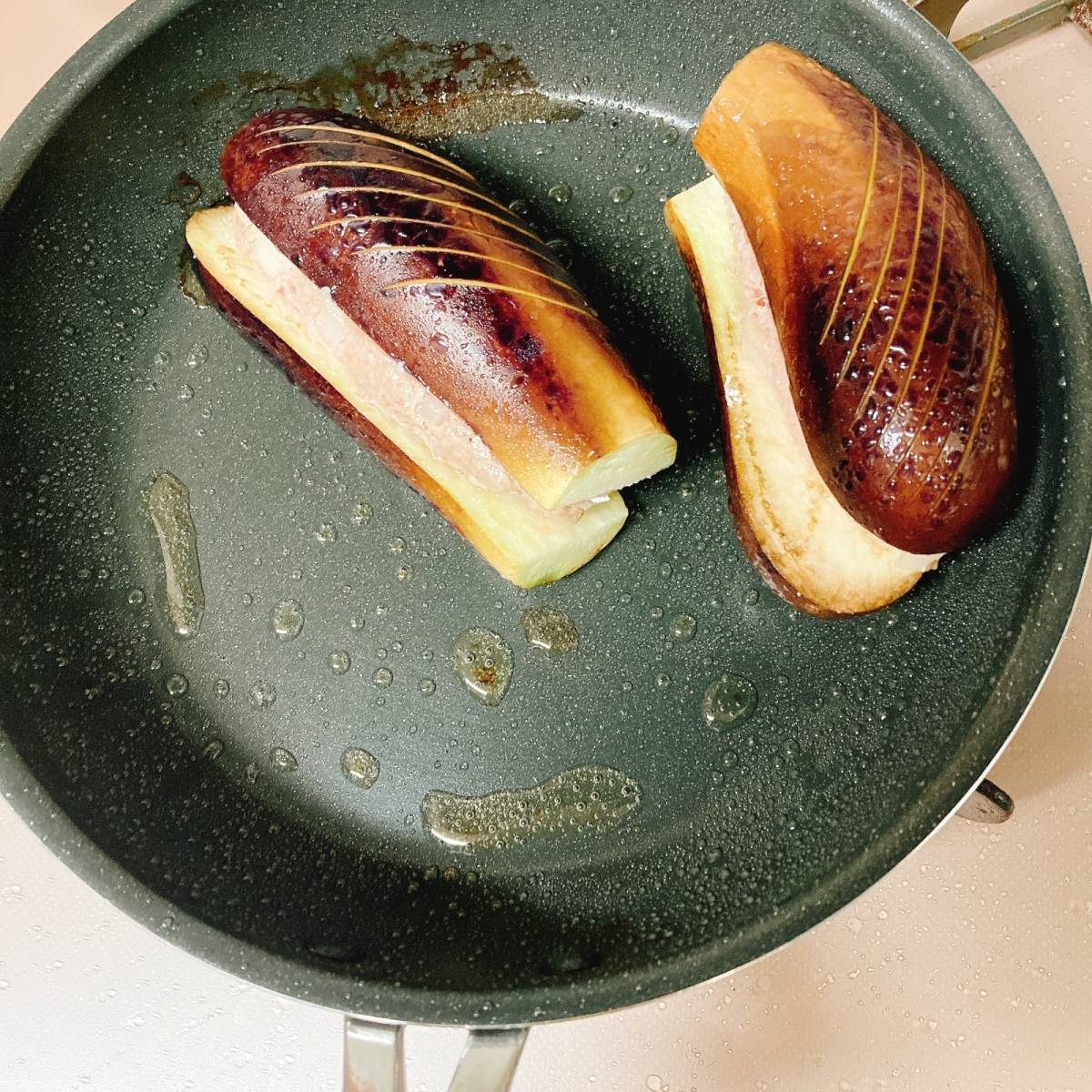 JAグループ公式の「ナスの挽肉はさみの照り焼き風」のレシピ	