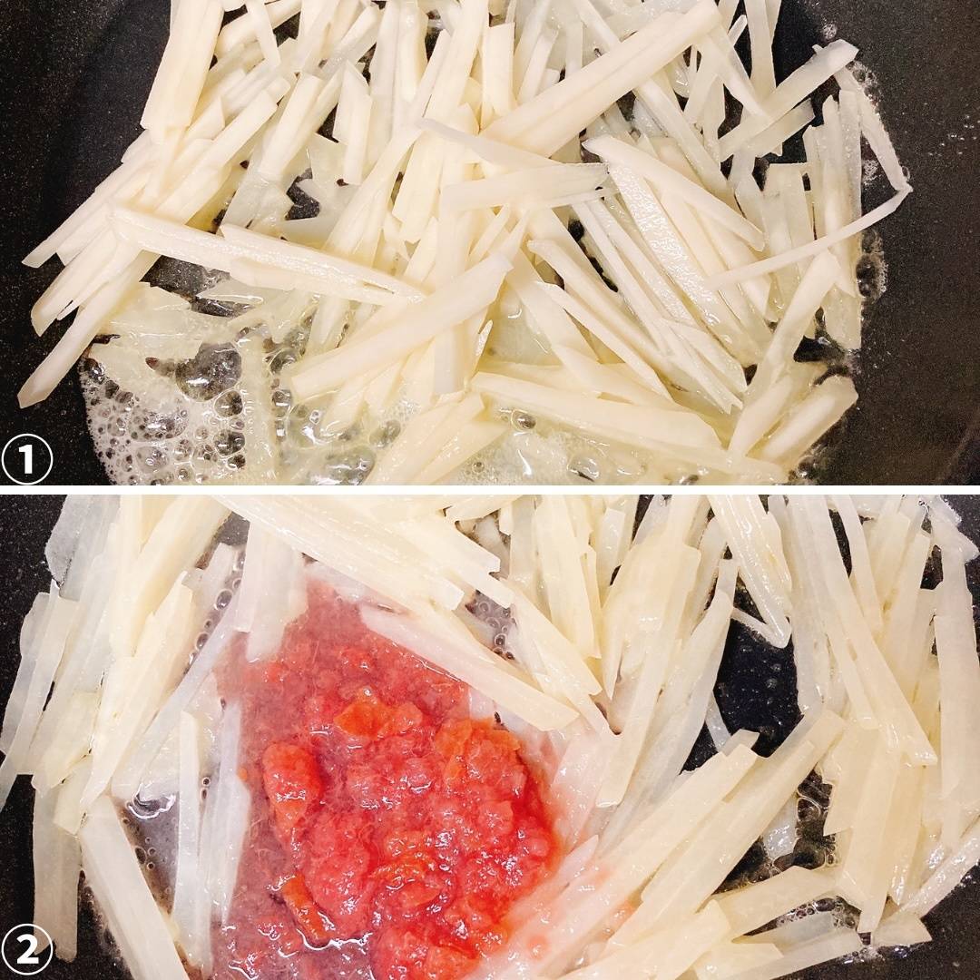 JAグループ公式の「千切りじゃがの梅バター」のレシピ