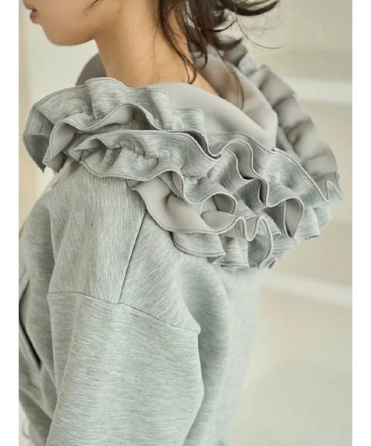 SNIDEL フリルショートジップパーカー