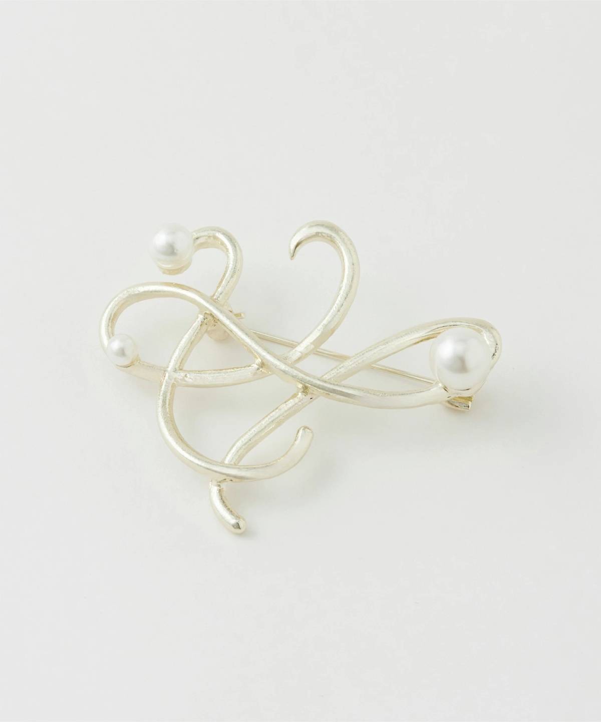 Honeys フェイクパール曲線ブローチ