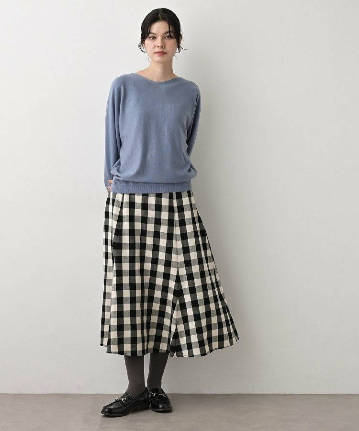 チェックスカートコーデ