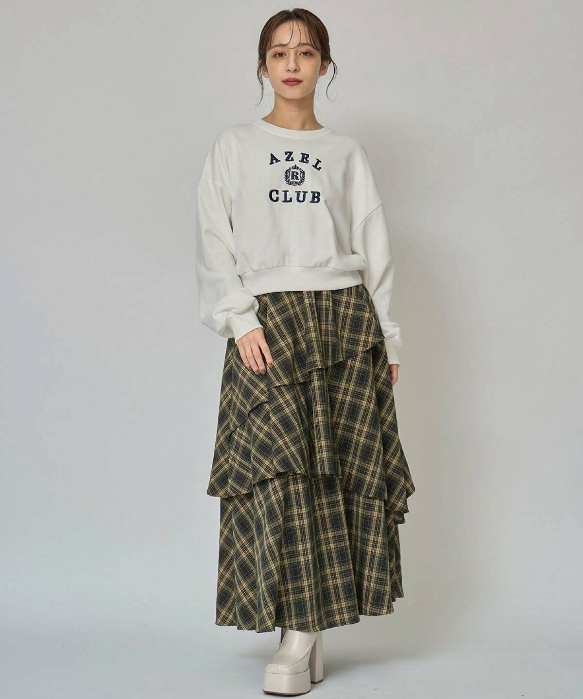 チェックスカートコーデ