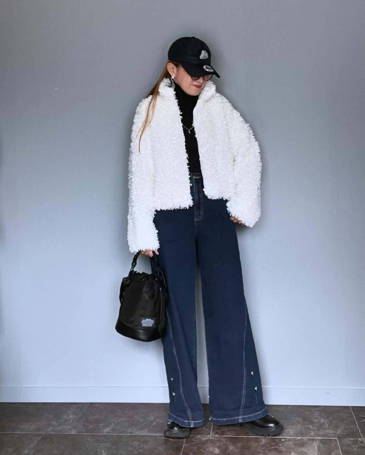 ボアアウターを羽織る♪