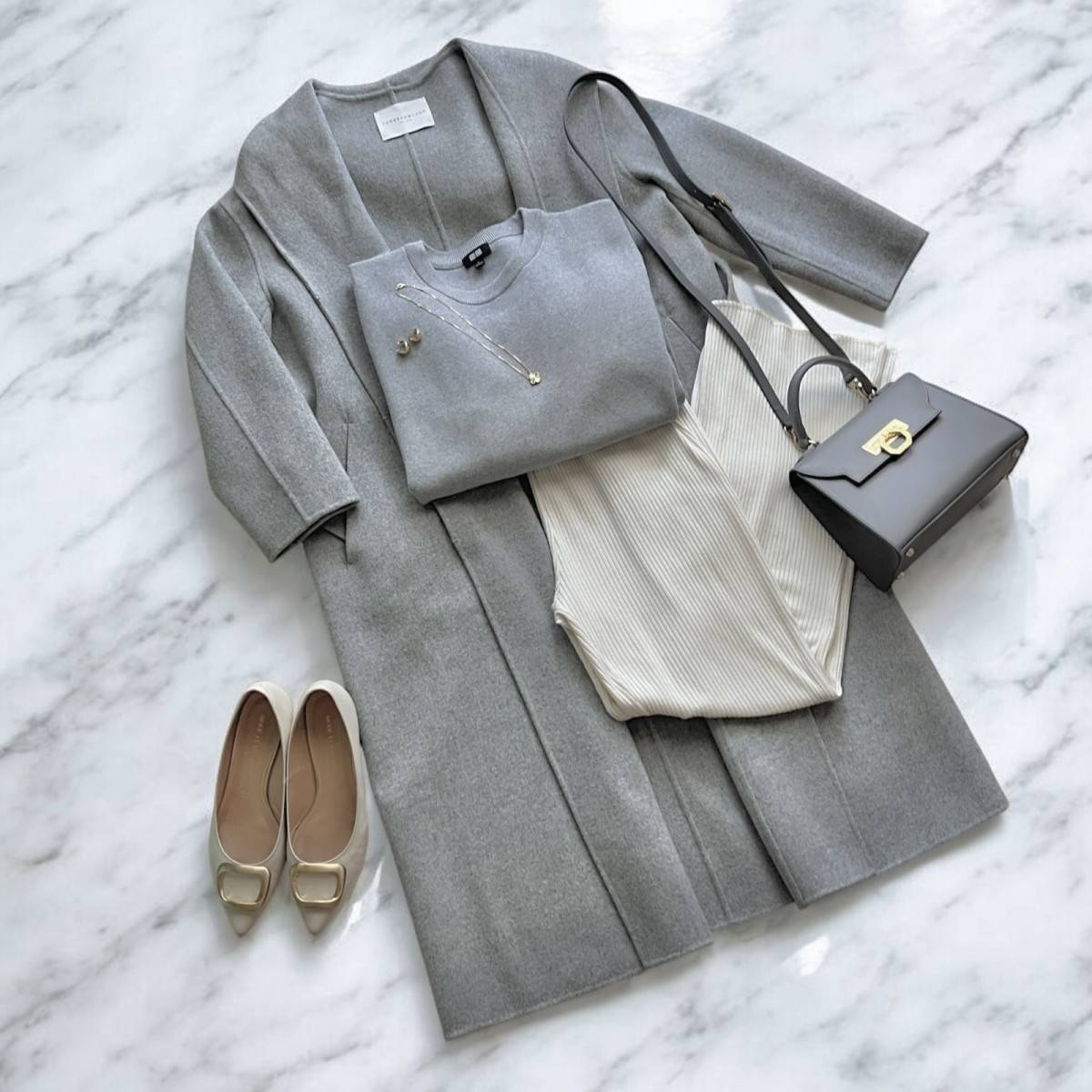 UNIQLOウォッシャブルミラノリブクルーネックセーターコーデ