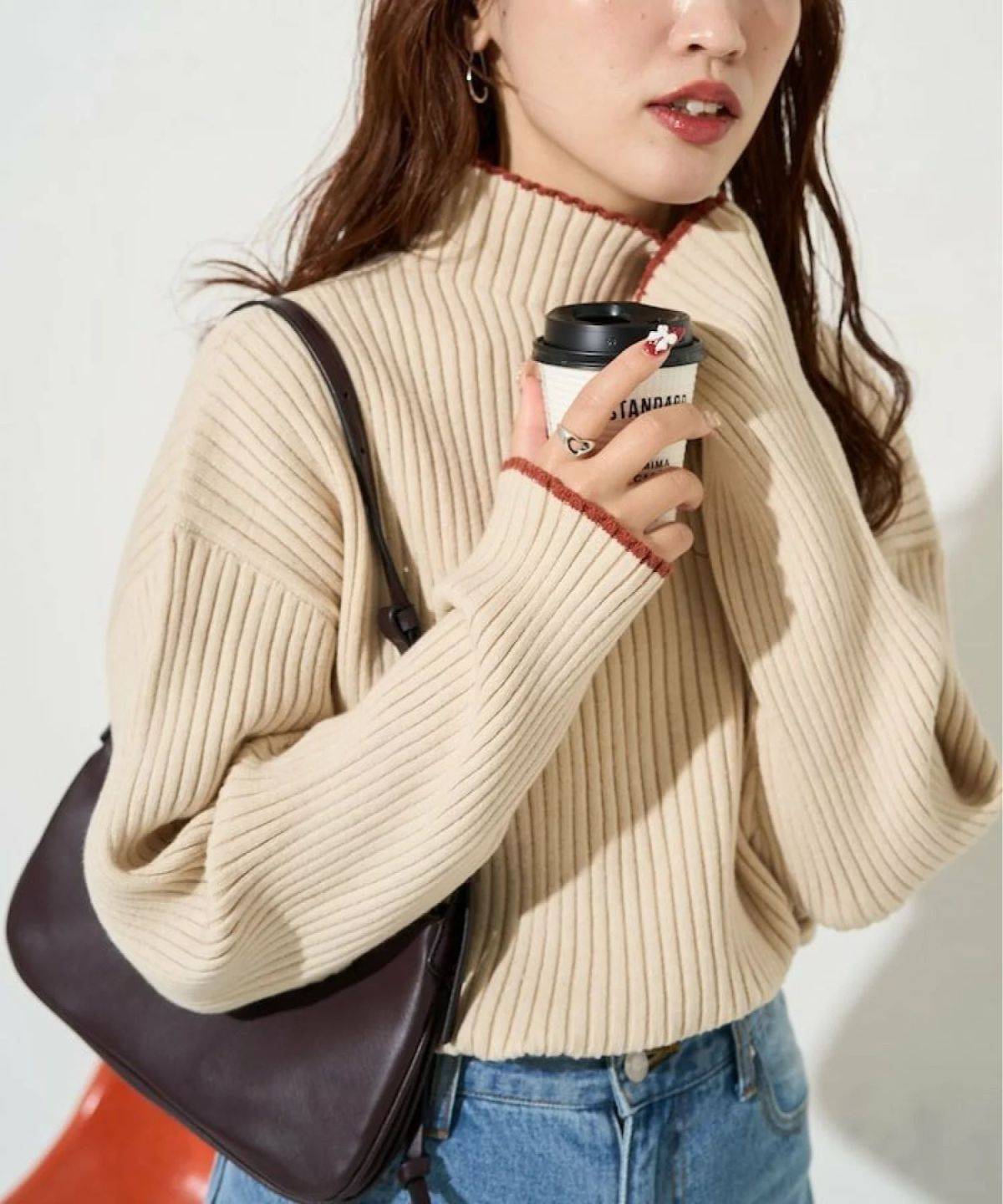 FREAK’S STORE 配色 ライン リブニット ハイネック プルオーバー【限定展開】 25AW