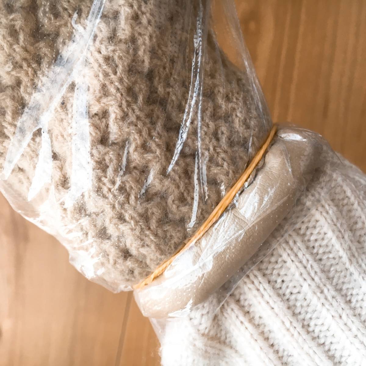 輪ゴムで止める